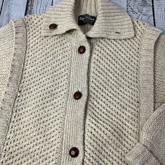 VINTAGE SPANNER 100% Wool Cardigan - Picture 3 of 6